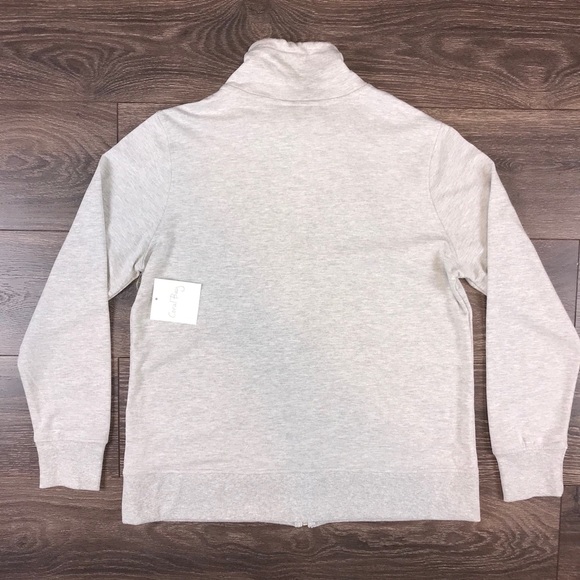 Coral Bay Women’s Full Zip Solid Gray Mock Neck Shiny Bling Sweater Sz L NEW - Picture 6 of 6